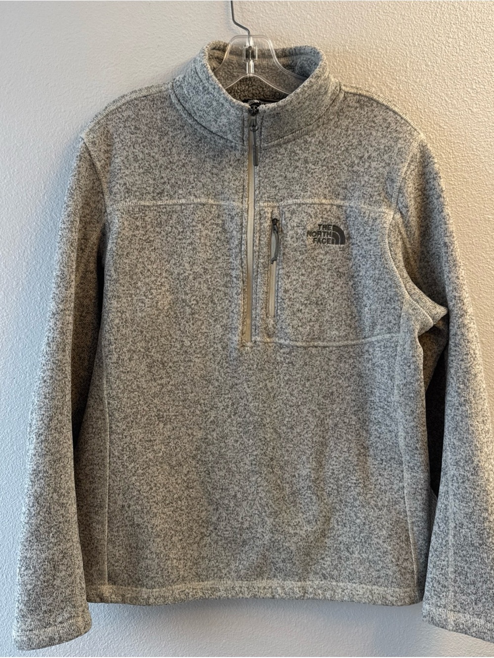 The North Face Men's Light Gray Half-Zip Fleece Pullover-SZ L